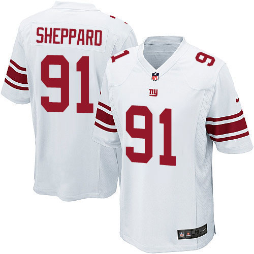 Men's Game Kelvin Sheppard Nike Jersey White Road - #91 NFL New York Giants